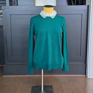 Cable & Gauge Lace Collar Sweater